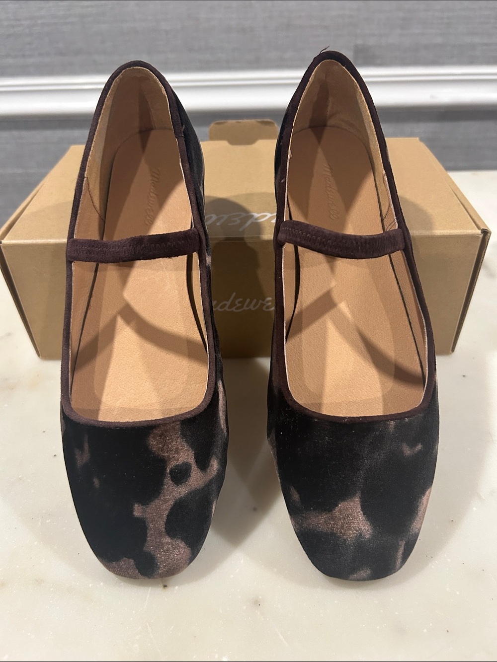 Madewell Greta Ballet Flat In Leopard Printed Velvet